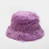 Berets Winter Bucket Hat Warm Woman Korean Solid Color Panama Soft Velvet Wide Brim Fishman Fashion Windproof Fluffy Bob