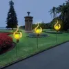 Solar Light Metallic Gold Hollow Moon Sun Fire Outdoor Garden Lawn Stakes Lamps Art Courtyard Decoration Warm White