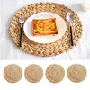 Table Mats 1PCS 18/25/30/35/38CM Round Placemat High Quality Woven Wicker Insulation Cup Mat Non-Slip Handmade