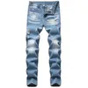Heren Jeans Heren Lente Herfst Slim Fit Broek Retro Blauw Mode Splash Inkt Desinger Heren Casual Denim Pantalones De Hombre301v