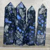 Dekorativa figurer Glaucophane Blue Natural Stone and Minerals Jewelry Tower Crystal Wand Healing Living Room Decoration Indie Heminredning