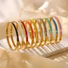 Bracelets en acier ThinTitanium 4MM bracelets gouttes colle couleur émail Bracelet manchette cadeau cadeau pour femmes adolescentes