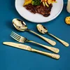 Dijkartikelen Sets gouden bestek set roestvrij staal servies luxe westerse steak mes vork lepel keukengerei cadeau