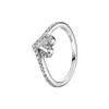 Sparkling Wishbone Heart Ring Real Sterling Silver for Pandora CZ Diamond Wedding Jewelry 18K Rose Gold Girlfriend Gift Bagues de fiançailles avec boîte d'origine