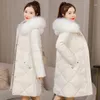 Damen Trenchcoats Solide Winter Frauen Schlanke Lange Jacke Pelzkragen Mit Kapuze Parkas Dicke Schnee Warme Outwear Daunen