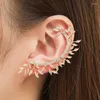 Backs Earrings WUKALO Fashion No Pierced Ear Clip Cuff Wrap Leaf Feather Pendant Non-piercing For Women Party Statement