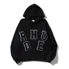 37en sudadera con capucha para sudadera con capucha para hombres 2023 nueva marca de moda Rhude Chenille Patch Alphabet Toalla bordado American High Street para hombres y mujeres