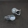 Boucles d'oreilles cerceau FNJ 925 argent MARCASITE pour femmes bijoux pur S925 Sterling boucle d'oreille opale