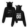 K-pop Stray Kids Cat Ear Hoodies Adolescentes Meninas StrayKids Álbum Sexy Curto Hoodies Moletons KPOP Roupas