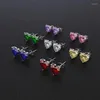 Stud -oorbellen schattig hart voor vrouwen zilveren blauw paars roze Oostenrijkse kristal bruiloft verloving belofte sieraden drop