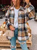 Kvinnorjackor Autumn Plaid Jacket Kvinnor Pälsöverskylt Lång rutig jacka Kvinnlig långärmad överdimensionerad vinterskjorta Jackor Rockar för kvinnor T221220