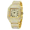 Montres-bracelets Luxury Moissanite Iced Out Montres Hip Hop Bust Down Unisexe Diamond Watch en acier inoxydable