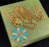 Mode Designer Kristall Blume Anhänger Halskette Doppel Brief Halskette Gold Kette Collares Frauen Damen Hochzeit Schmuck
