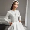 Eleganti abiti islamici A Line per abiti da sposa con bottoni in raso Abito da sposa musulmano 2023 Arabo Dubai Chiesa Abiti da sposa 326 326