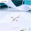 Pendanthalsb￥gar Bow Necklace S925 Sterling Sier Wimen Light Luxury Design Highend Valentines Day Birthday Present G220722 Drop Delive DH5GW