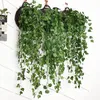 Dekorativa blommor 90 cm konstgjorda vinrankor som hänger murgröna gröna blad kransar Radish Seaweed Gruva Fake Home Garden Wall Party Decora