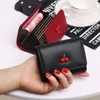 Wallets Women Wallet Genuine Leather Business Fashion Female Purse Holder Cherry Organizer