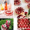 Geschenkpapier-Partei-Süßigkeitskästen-rote/blaue/rosafarbene Blumen-dreieckige Kuchen-Art-Kasten mit Faux für Babyparty-Hochzeits-Geburtstag