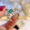 Clusterringen Goed Valentijnscadeau Natuurlijke en echte smaragdgroene ring 925 sterling zilver voor mannen of vrouwen