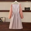 Casual Dresses One-Shulder Dress Female Plus Size 2022 Spring and Autumn Fashion Loose Single-Breasted Lantern Sleeve Mini