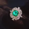 Anillos de racimo Anillos Yuzuk moda plata para mujer verde piedra esmeralda simulada alianzas de boda anillo de joyería regalo al por mayor