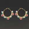 Hoopörhängen Vlen Boho Jewelry for Women Flower Pattern Statement Designer Ear Rings Pendientes Largos Mujer 2022