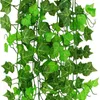 Fleurs décoratives 12 pièces 2M Lvy vert fausses feuilles guirlande plante vigne feuillage décor à la maison en plastique rotin chaîne mur mariage plantes artificielles