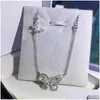 Pendant Necklaces Clsssical Brand Luxury Jewelry 925 Sterling Sier Marquise Cut White Topaz Diamond Gemstones Butterfly Women Clavic Dhdwj