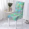Tampas de cadeira Tampa de spandex estampada 3D Strech for Dining Room Elastic Geométrica Deslizamento Decoração de Casa Protetor de Casa