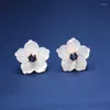 Boucles d'oreilles en forme de petite fleur pour femme, jolie perle, coquillage, cristal coloré, pierre de zircone, doux, vente en gros, bijoux 2022, 2022