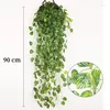 Dekorativa blommor 90 cm konstgjorda vinrankor som hänger murgröna gröna blad kransar Radish Seaweed Gruva Fake Home Garden Wall Party Decora