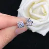 Stud Earrings AU585 Solid 14K White Gold Brilliant 0.5Ct Each Round Cut Diamond Female Jewelry