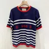 Women's Sweaters designer Spring 2022 New Round Neck Pullover Letter Stripe Contrast Short Sleeve T-Shirt Top Fashion QURM