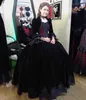 Vestido de noiva g￳tico preto vintage 2023 vestido de vestilos punk bola inchado de vestido de noiva Vivtorian com jaqueta Velvet Vestido de Noiva Robe Mariee