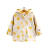 Jas 2022 Spring herfst 2 3 4 5 6 7 8 9 10 jaar 90-140 cm kinderen windbestendige capuchon outpartyed polka dot geul voor kinderen babymeisjes