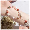 Perline d'acqua dolce naturale Perla Gemma Guarigione Perline Bracciale Donna Cristallo rosa Ametista Temperamento Braccialetti con ciondoli Regali per ragazza D Dh4Ss