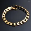 Link Bracelets Exquisite Flat Side Bracelet Korean Fashion Color Gold Chain Women Girls Luxury Jewelry Wedding Anniversary Gifts Accessories