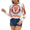 Kvinnors T-skjortor Popeyes Fastfood Fashion Zip Off Shoulder Top Short-Sleeve Women Shirt Chicken Fried Burger Frinch