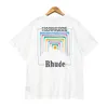 03T5 hommes t-shirt 2023 nouvelle marque de mode Rhude été à manches courtes boîte à cigarettes tableau carré abstrait couleur Tunnel imprimé lâche décontracté