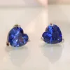 Stud -oorbellen schattig hart voor vrouwen zilveren blauw paars roze Oostenrijkse kristal bruiloft verloving belofte sieraden drop