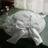 Nakrycia głowy nzuk biały bownot nakrycie głowy fascynator koktajl przyjęcie weselne Kościół Hat Hat Hat Kentucky Hair Accessories
