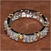 Обручальные кольца Оптовая профессиональная вечность Диамик CZ Симула Diamond 10 кт белый желтый золото, заполненная полоса, размеры 511 D Dhak1