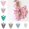 Spädbarn baby swaddle wrap filt tecknad fruktblommor wraps filtar barnkammare sängkläder barn inslagna cotton trasa med pannband eller hatt 2 st/set