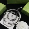 Colar de moda designer de joias de casamento cabeça de tigre banhado a prata 18K pingentes de letras de luxo colares conjunto de pulseiras sem caixa