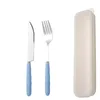 Conjuntos de utensílios de jantar Conjunto de talheres portáteis de viagem com caixa de aço inoxidável Faca de faca de faca de mesa para utensílios de cozinha de acampamento