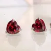 Stud -oorbellen schattig hart voor vrouwen zilveren blauw paars roze Oostenrijkse kristal bruiloft verloving belofte sieraden drop