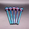 Tubos para fumar de vidrio electrochapado de 4,5 pulgadas Tubo recto de arco iris Cuchara de mano Cachimba para tabaco de hierbas secas