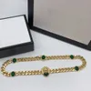 necklace bracelets classic fashion 18k gold-plated two-piece set bracelet necklaces designer for woman vintage lion head emerald stone Colares e Pulseiras with box