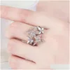 Bandringar dubbelfj￤rilring f￶r kvinnor g￥va smycken rosguld separering sier mikro set diamanter droppleverans dhbxb