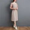 Casual Dresses One-Shulder Dress Female Plus Size 2022 Spring and Autumn Fashion Loose Single-Breasted Lantern Sleeve Mini